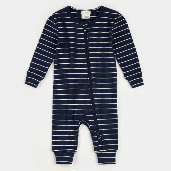 Petit Lem Rib Sleeper Dress Blues Striped