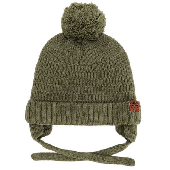 Calikids W2401 Knit Pom Hat Olive