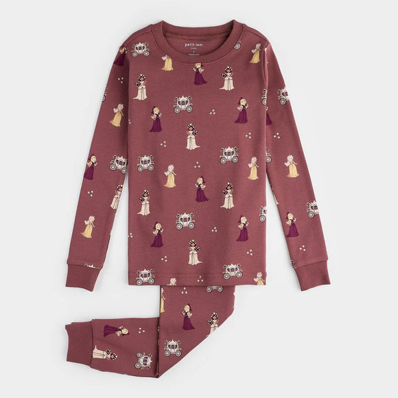 Petit Lem 2pc Pajamas Princess Print on Merlot