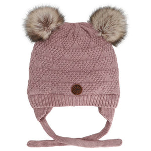 Calikids W2400 Knit 2 PomPom Hat Rose