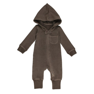 L'oved Baby Fleece Zipper Romper Bark