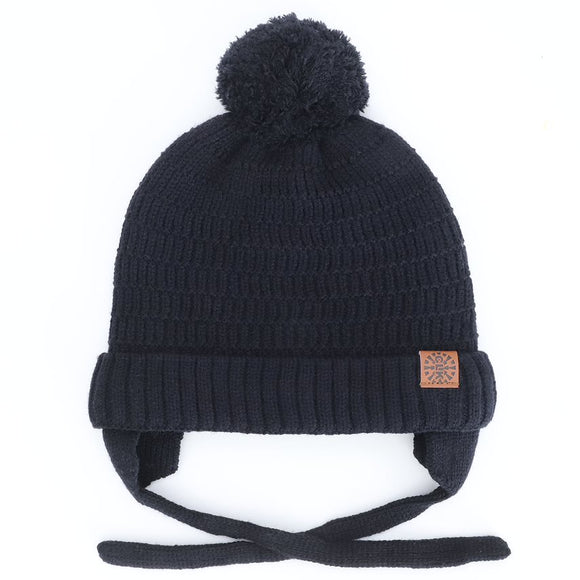 Calikids W2401 Knit Pom Hat Black