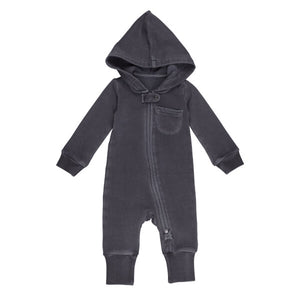 L'oved Baby Fleece Zipper Romper Coal