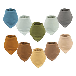 Kaffle Bandana Bibs 10 Pack - Blue Green Brown 4-12M