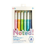 Ooly Noted! 2-in-1 Micro Fine Tip Pen and Highlighters - Set of 6