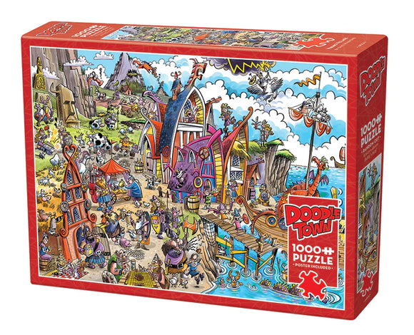 Cobble Hill 1000pc Puzzle 44504 DoodleTown: Viking Village