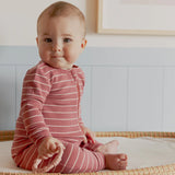 Petit Lem Rib Sleeper Raspberry Striped