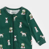 Petit Lem Sleeper Jack Frost Russell Print on Trekking Green