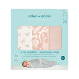 aden & anais Easy Swaddle Wraps Minky 3pk Garden