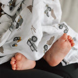 Perlimpinpin Cotton Muslin Swaddle Monster Trucks