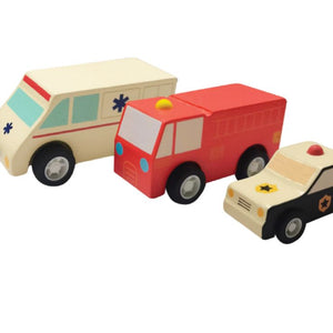 Manhattan Toy Pull-back Rescuers Wooden Vehicle