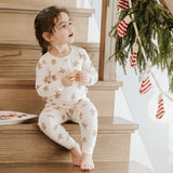 Petit Lem 2pc Pajama Set Gingerbread Print on Silver Peony Kids'