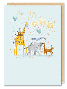 Baby Card Adorable Boy Zoo