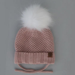 Calikids W2102 Knit Pompom Hat Rose