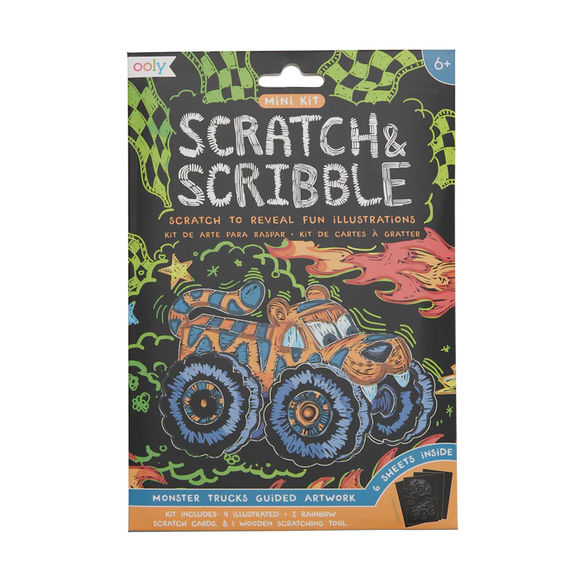 Ooly Scratch & Scribble Mini Scratch Art Kit Monster Truck