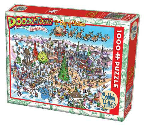 Cobble Hill 1000pc Puzzle 44508 Doodle Town: 12 Days of Christmas