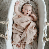 Mushie Muslin Swaddle Blanket Organic Cotton Pale Taupe