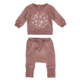 L'oved Baby Printed Fleece Sweatshirt & Jogger Set Rosewood Flower Infant