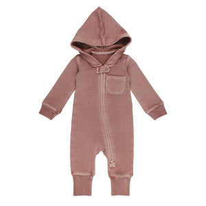 L'oved Baby Fleece Zipper Romper Rosewood