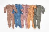 L'oved Baby 2-Way Zipper Footie Toffee Leaf